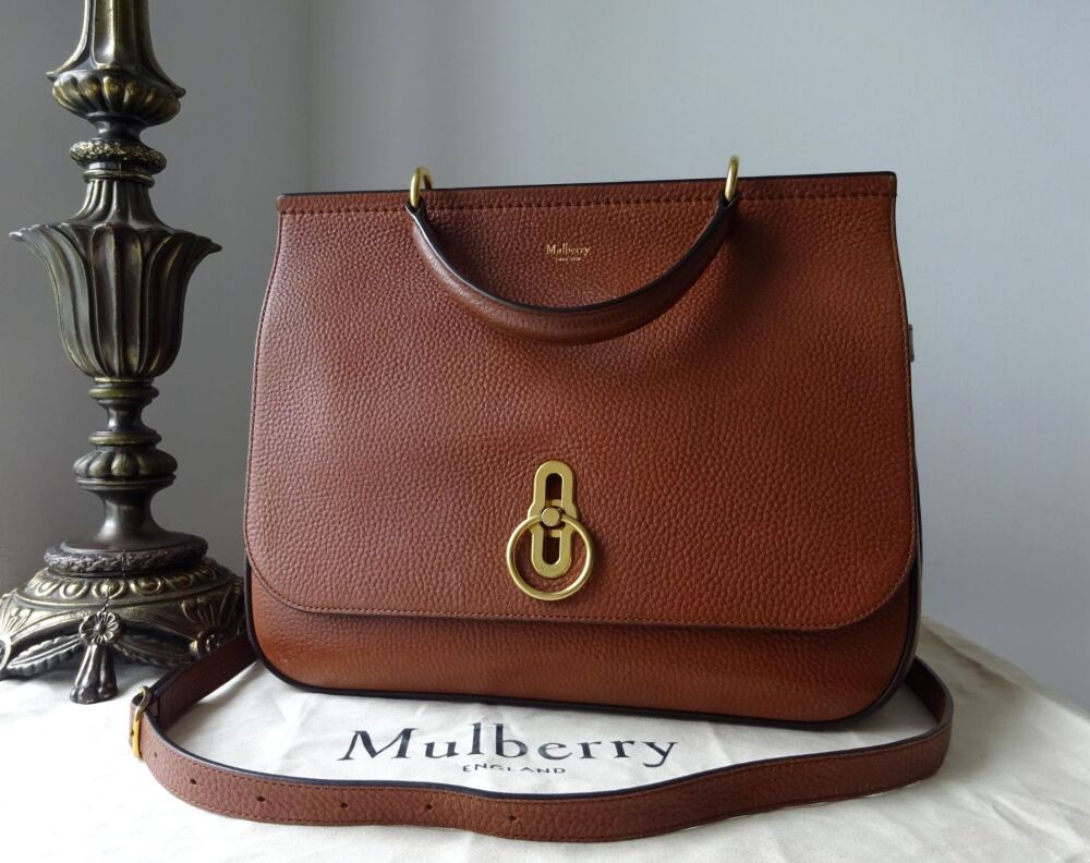Mulberry Large Amberley Satchel in Oak Natural Grain