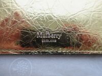 Mulberry Zipped Card Slip Holder in Crinkled Somerset Gold Grainy Metallic 