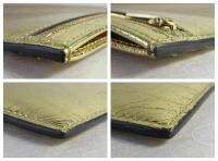 Mulberry Zipped Card Slip Holder in Crinkled Somerset Gold Grainy Metallic 