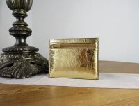 Mulberry Zipped Card Slip Holder in Crinkled Somerset Gold Grainy Metallic 