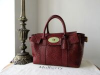 Mulberry Small Bayswater Buckle Bag in Oxblood Shrunken Calf Leather