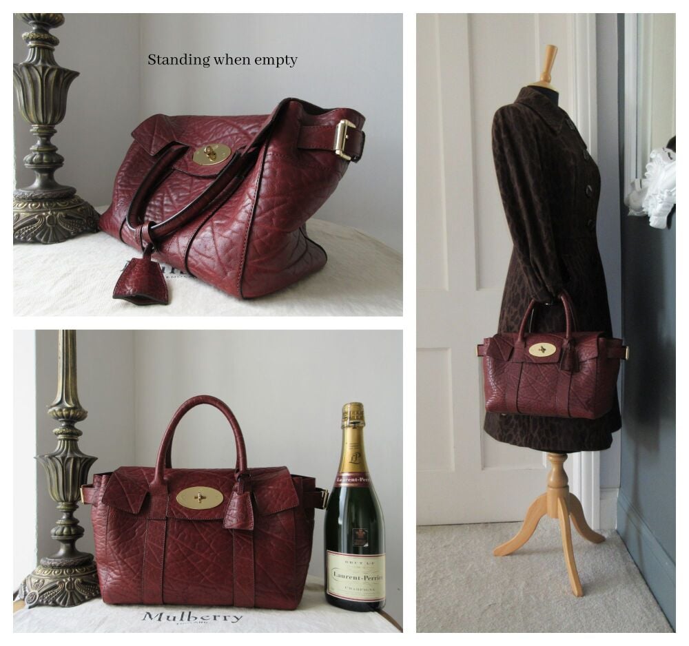 Mulberry Small Bayswater Buckle Bag in Oxblood Shrunken Calf Leather