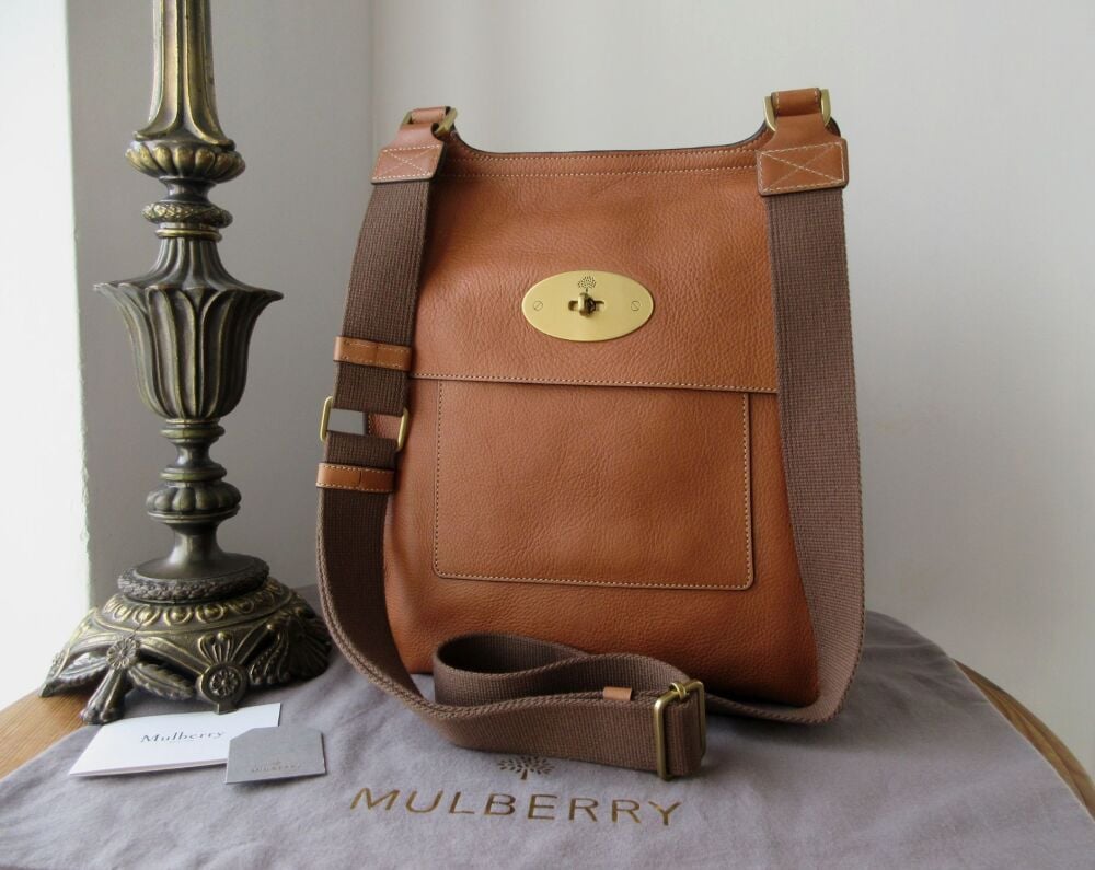 Mulberry Large Antony Messenger in Oak Natural Vegetable Tanned Leather