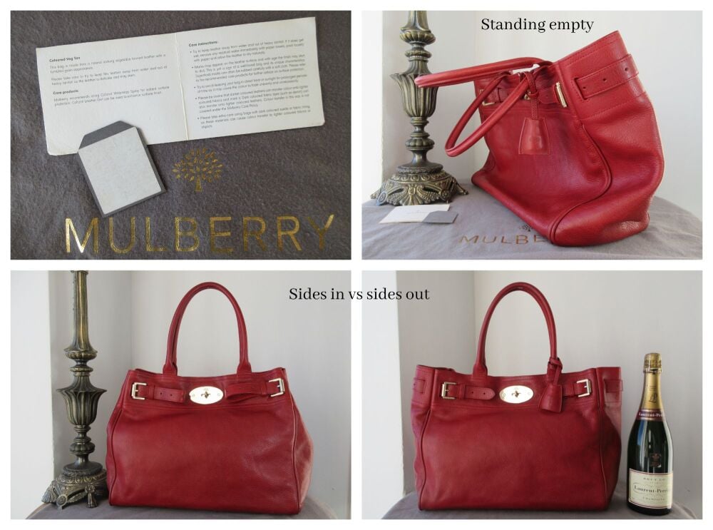 Mulberry Classic Bayswater Tote in Poppy Red Coloured Natural Vegetable Tanned Leather