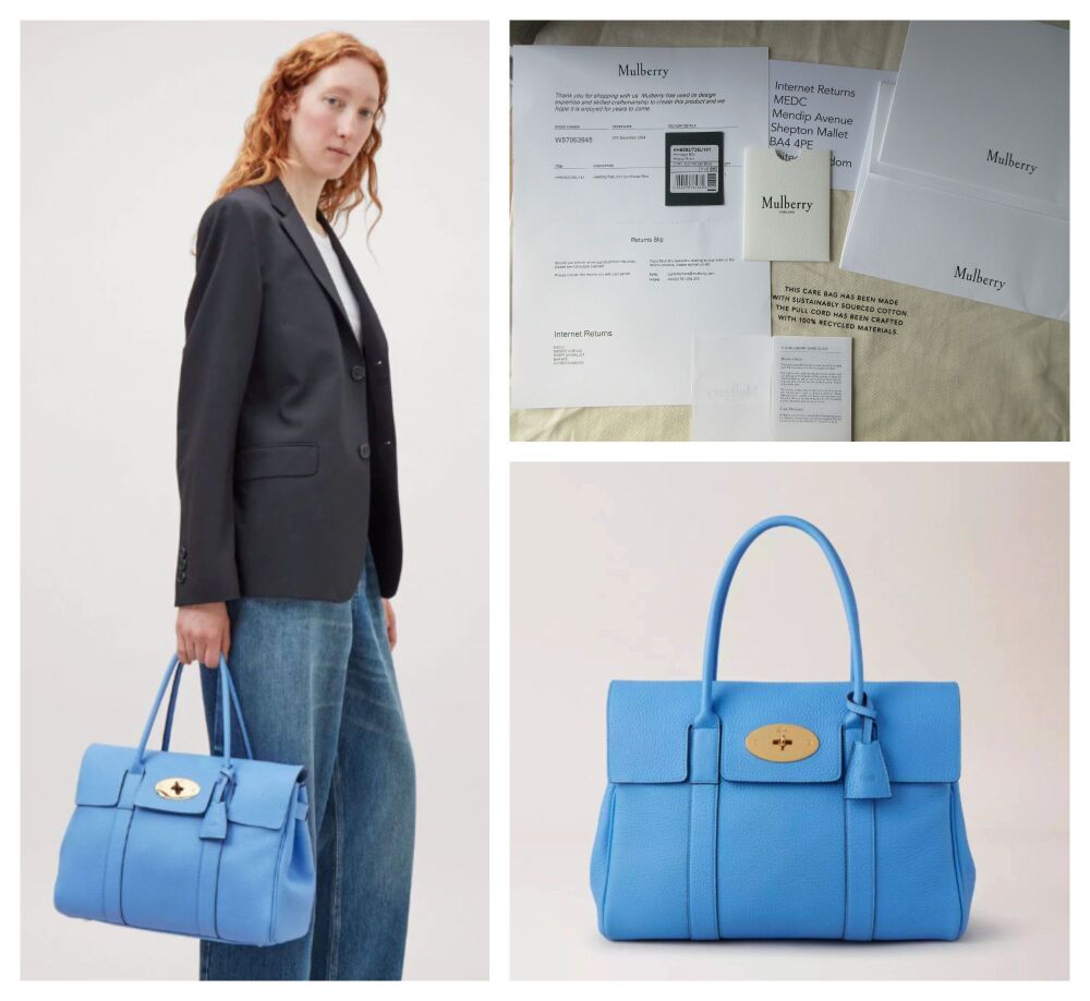 Mulberry Classic Bayswater in Cornflower Blue Heavy Grain - As New
