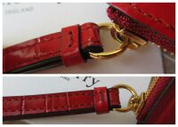 Mulberry Prestud Envelope Zip Pouch Wristlet in Red Shiny Croc