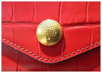 Mulberry Prestud Envelope Zip Pouch Wristlet in Red Shiny Croc