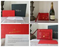 Mulberry Prestud Envelope Zip Pouch Wristlet in Red Shiny Croc
