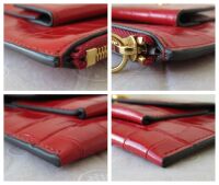 Mulberry Prestud Envelope Zip Pouch Wristlet in Red Shiny Croc