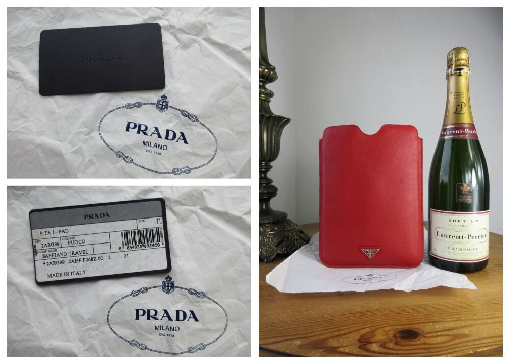 Prada Medium Tech Sleeve in Red Soft Saffiano Leather
