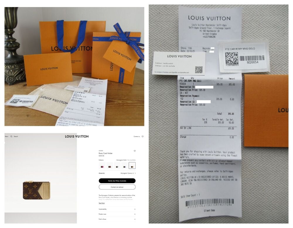 Louis Vuitton Romy Card Holder Zip Coin Purse in Monogram Metallic Gold