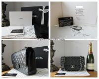 Chanel Timeless Classic Medium 2.55 Double Flap in Black Caviar with Silver