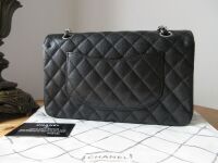 Chanel Timeless Classic Medium 2.55 Double Flap in Black Caviar with Silver