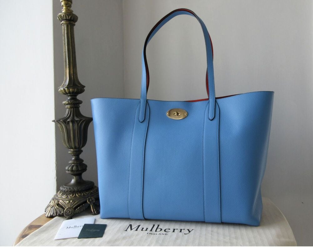 Mulberry Bayswater Shoulder Tote in Cornflower Blue Small Classic Grain