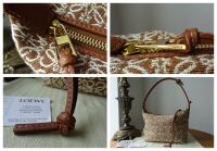 Loewe Small Cubi Bag in Tan & Pecan Anagram Jacquard and Calfskin - As New