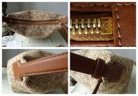 Loewe Small Cubi Bag in Tan & Pecan Anagram Jacquard and Calfskin - As New