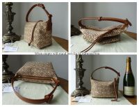 Loewe Small Cubi Bag in Tan & Pecan Anagram Jacquard and Calfskin - As New