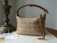 Loewe Small Cubi Bag in Tan & Pecan Anagram Jacquard and Calfskin - As New