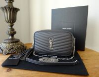 Saint Laurent YSL Lou Tassle Mini Camera Bag in Asphalt Grain de Poudre Mat