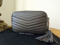 Saint Laurent YSL Lou Tassle Mini Camera Bag in Asphalt Grain de Poudre Mat