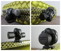 Bottega Veneta Stretch Long Pochette Knot Clutch in Gold Satin Intrecciato 