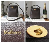Mulberry Islington Bucket Bag in Ebony Brown Small Classic Grain - As New*