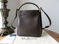 Mulberry Islington Bucket Bag in Ebony Brown Small Classic Grain - As New*