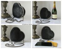 Stella McCartney Falabella Heart Shoulder Bag in Black Vegan Leather