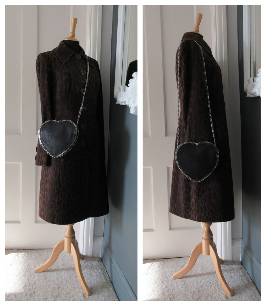 Stella McCartney Falabella Heart Shoulder Bag in Black Vegan Leather