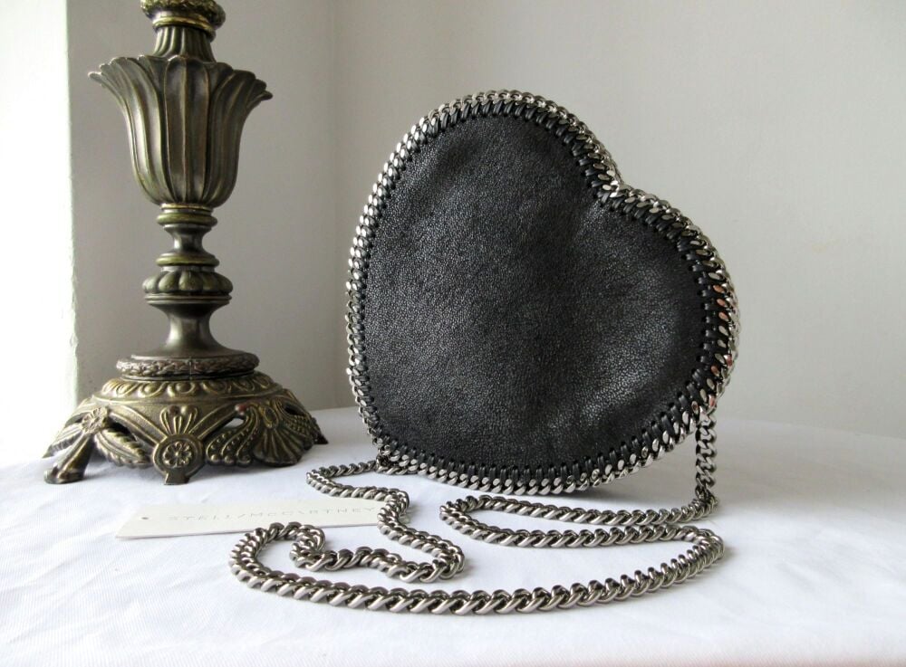Stella McCartney Falabella Heart Shoulder Bag in Black Vegan Leather