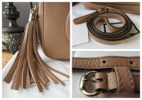 Gucci Soho Disco Crossbody Shoulder Bag in Camelia Rose Beige Pebbled Calfs