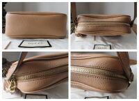 Gucci Soho Disco Crossbody Shoulder Bag in Camelia Rose Beige Pebbled Calfs