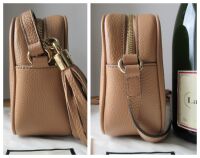 Gucci Soho Disco Crossbody Shoulder Bag in Camelia Rose Beige Pebbled Calfs