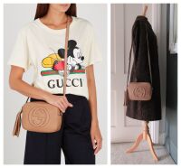 Gucci Soho Disco Crossbody Shoulder Bag in Camelia Rose Beige Pebbled Calfs