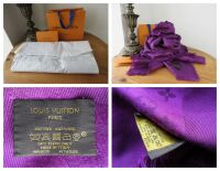 Louis Vuitton Monogram Classic Ch&Atilde;&cent;le Shawl in Cassis Purple Silk Wool Mix