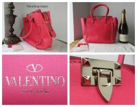Valentino Garavani Rockstud Medium Tote in Hot Pink Smooth Calfskin