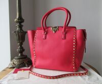 Valentino Garavani Rockstud Medium Tote in Hot Pink Smooth Calfskin