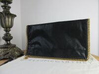 Stella McCartney Falabella Foldover Clutch Bag in Black Vegan Leather