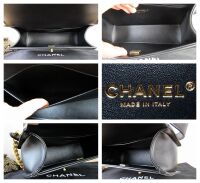 Chanel Medium Boy Bag in Black Calfskin with Aged Gold Hardware