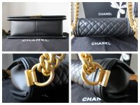 Chanel Medium Boy Bag in Black Calfskin with Aged Gold Hardware