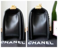 Chanel Medium Boy Bag in Black Calfskin with Aged Gold Hardware