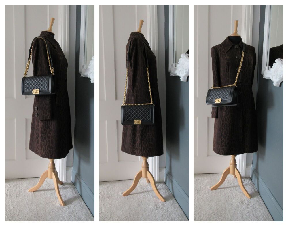 Chanel Medium Boy Bag in Black Calfskin with Aged Gold Hardware