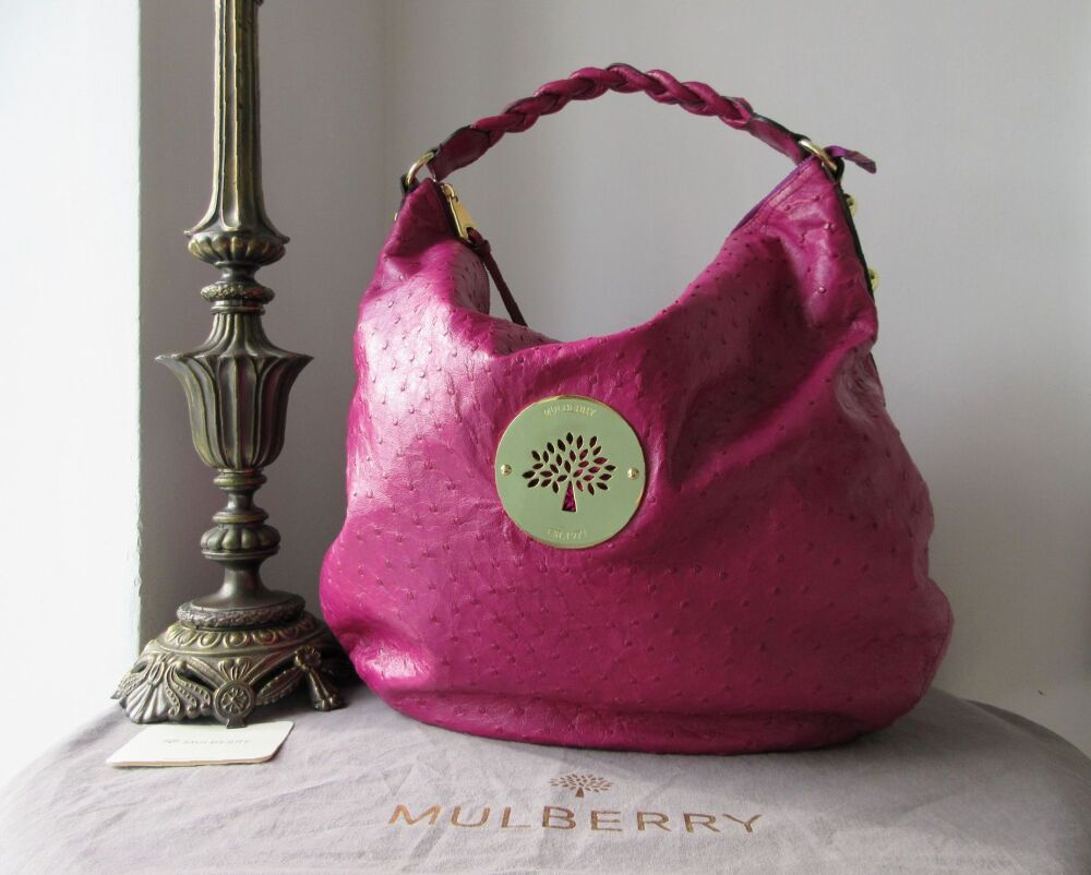 Mulberry Large Daria Hobo in Cerise Pink Glossy Ostrich Leather
