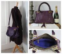 Chlo&Atilde;&copy; Marcie Medium Double Carry Bag in Intense Violine Violet Purple Grain