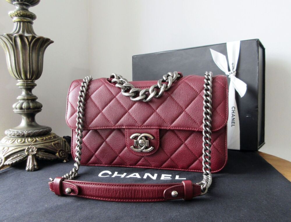 Chanel Perfect Edge Medium Flap Bag in Burgundy Calfskin with Aged Ruthenium Hardware