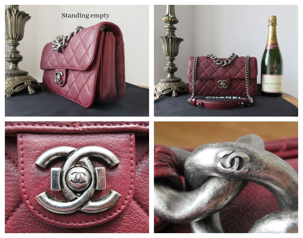 Chanel Perfect Edge Medium Flap Bag in Burgundy Calfskin with Aged Ruthenium Hardware