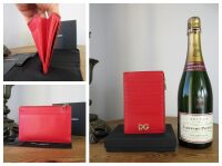 Dolce & Gabbana Crystal Strass Vertical Card Holder Wallet in Rosso Red Dau