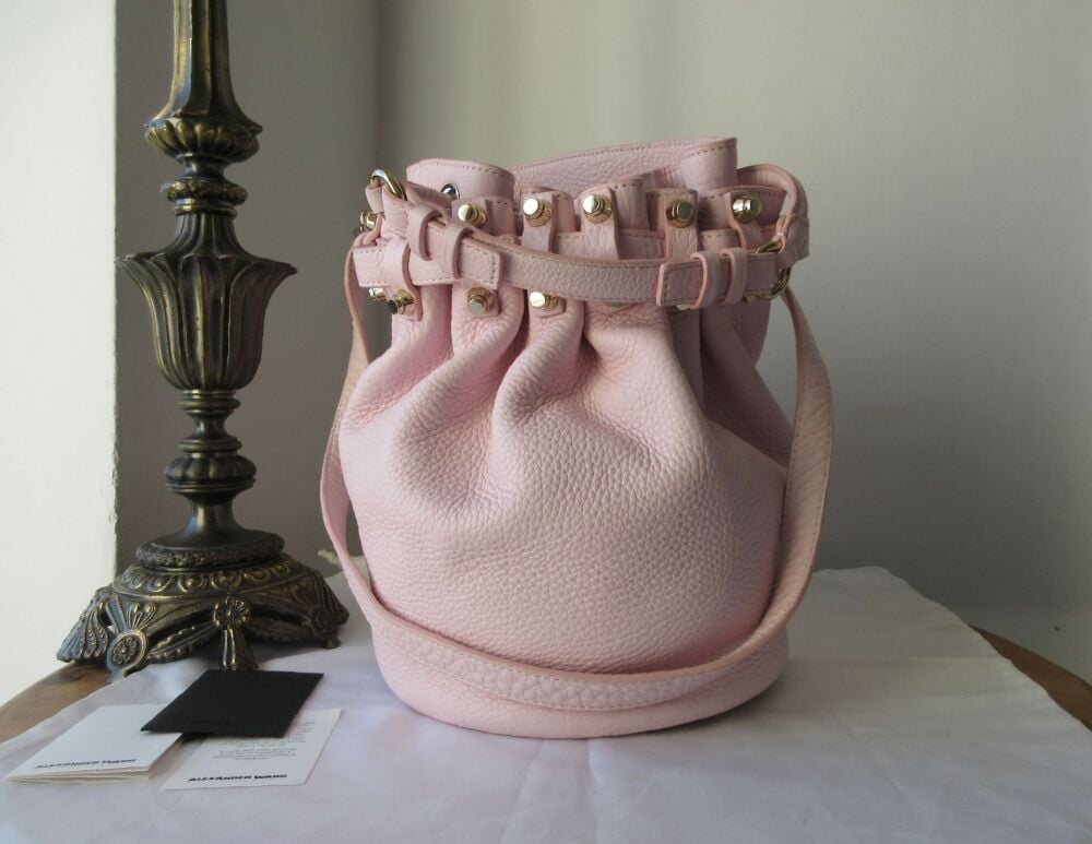 Alexander Wang Diego Studded Bucket Bag in Baby Pink Pebbled Calfskin