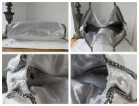 Stella McCartney Falabella Big Tote in Metallic Silver Shaggy Deer