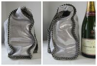 Stella McCartney Falabella Big Tote in Metallic Silver Shaggy Deer